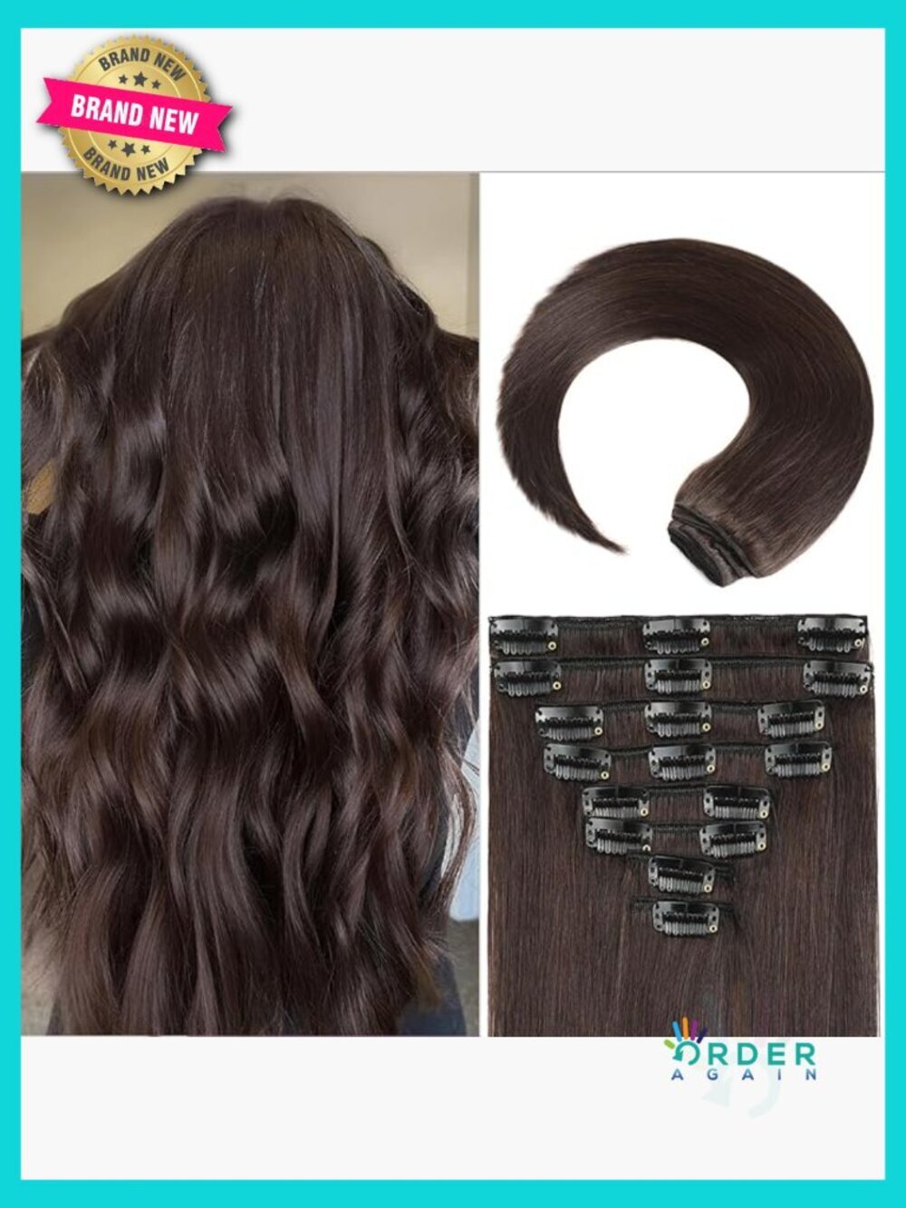 20in Straight Clip In Hair Extensions Real Human Hair 8pcs Set Double Weft